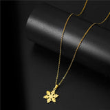 Snowflake Pendant Necklace Women Girls Stainless Steel Chain Choker Collar