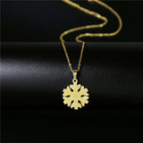 Snowflake Pendant Necklace Women Girls Stainless Steel Chain Choker Collar