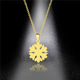 Snowflake Pendant Necklace Women Girls Stainless Steel Chain Choker Collar