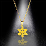 Snowflake Pendant Necklace Women Girls Stainless Steel Chain Choker Collar
