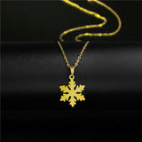 Snowflake Pendant Necklace Women Girls Stainless Steel Chain Choker Collar