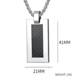 Stainless Steel Carbon Fiber Dog Tag Necklace 24 Inch