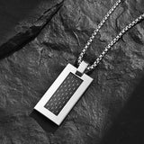 Stainless Steel Carbon Fiber Dog Tag Necklace 24 Inch