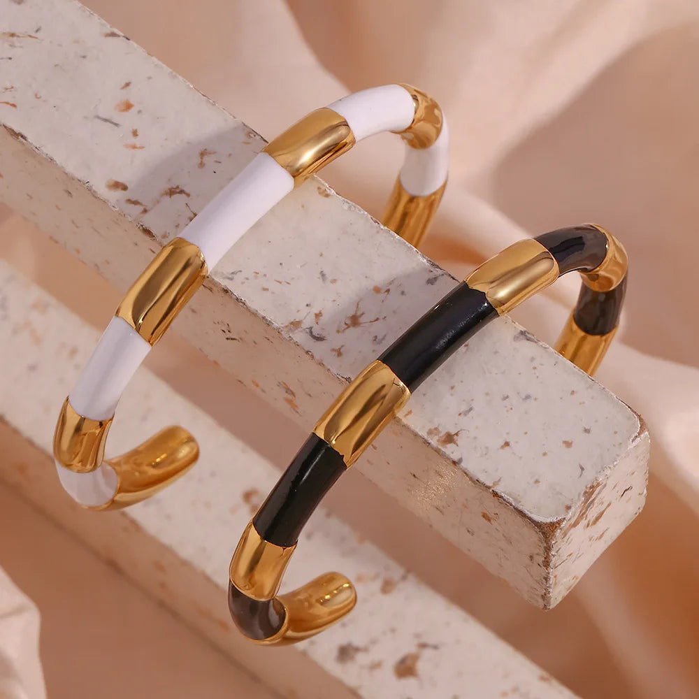 Stainless Steel Segmentation Drip Oil Bracelet Bangle Charms