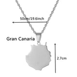 Spain Silver Gran Canaria Map Pendant Necklace Women Men Jewelry