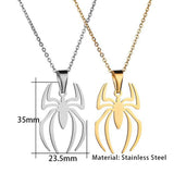 Stainless Steel Spider Drop Necklace Gothic Charm Pendant Chain