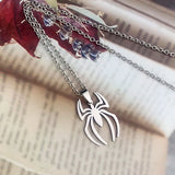 Stainless Steel Spider Drop Necklace Gothic Charm Pendant Chain