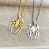 Stainless Steel Spider Drop Necklace Gothic Charm Pendant Chain