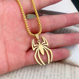 Stainless Steel Spider Drop Necklace Gothic Charm Pendant Chain