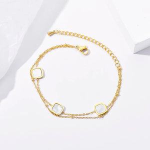 Square Stainless Steel Charm Bracelet Romantic Shell Wedding Jewelry