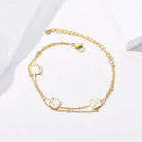 Square Stainless Steel Charm Bracelet Romantic Shell Wedding Jewelry