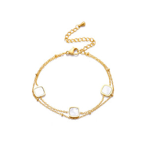 Square Stainless Steel Charm Bracelet Romantic Shell Wedding Jewelry