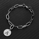 Stainless Steel Square Initial Letter Charm Bracelet Name Jewelry