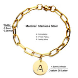 Stainless Steel Square Initial Letter Charm Bracelet Name Jewelry