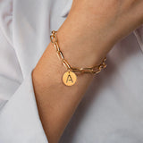 Stainless Steel Square Initial Letter Charm Bracelet Name Jewelry