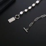Stainless Steel Square Queen of Egypt Pearl Pendant Necklace