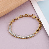 Square Zircon Bracelet Stainless Steel for Women