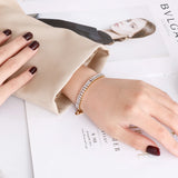 Square Zircon Bracelet Stainless Steel for Women