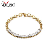Square Zircon Bracelet Stainless Steel for Women