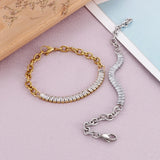 Square Zircon Bracelet Stainless Steel for Women
