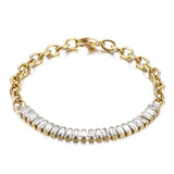 Square Zircon Bracelet Stainless Steel for Women