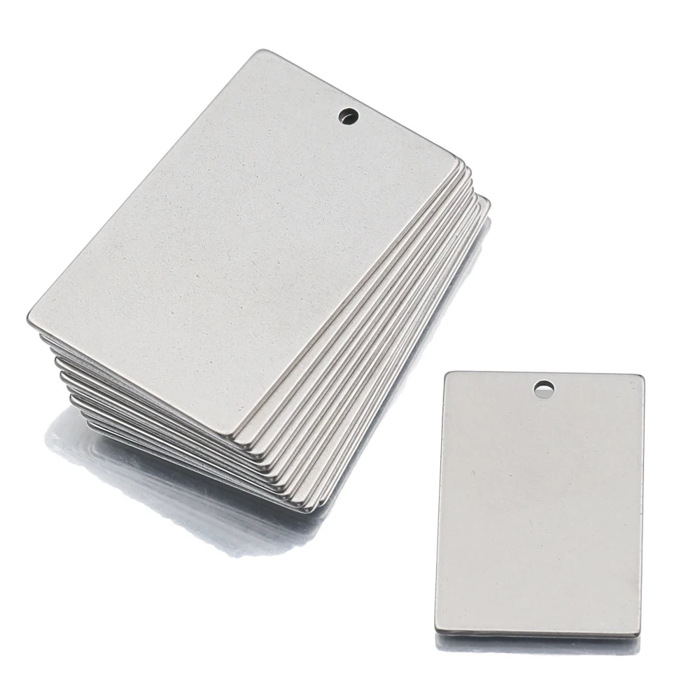 Stainless Steel Stamping Blanks Pendants Rectangle Tags Charms