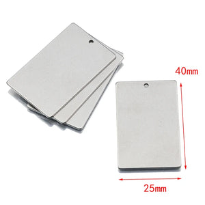 Stainless Steel Stamping Blanks Pendants Rectangle Tags Charms