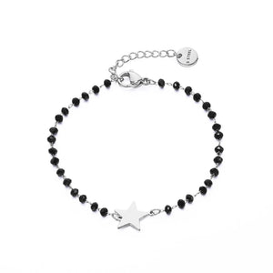 Crystal Beads Bracelet Bangle with Stainless Steel Star Charm