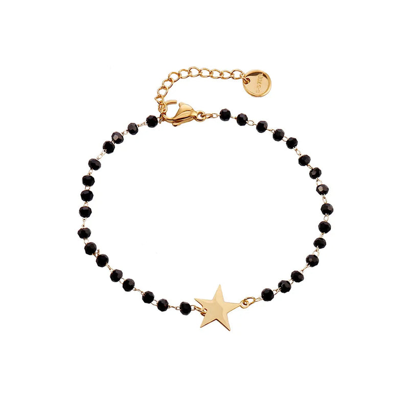 Crystal Beads Bracelet Bangle with Stainless Steel Star Charm