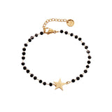 Crystal Beads Bracelet Bangle with Stainless Steel Star Charm