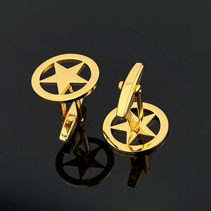 Gold Star Cufflinks Set for Men's Shirt Wedding Gift
