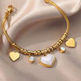 Stainless Steel Star Moon Bracelet Zircon Pearl Chain Party Jewelry