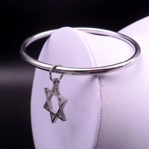 Stainless Steel Star of David Cuff Bangle Bracelet