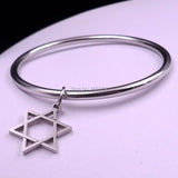 Stainless Steel Star of David Cuff Bangle Bracelet