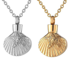 Stainless Steel Starfish Shell Cremation Urns Necklace