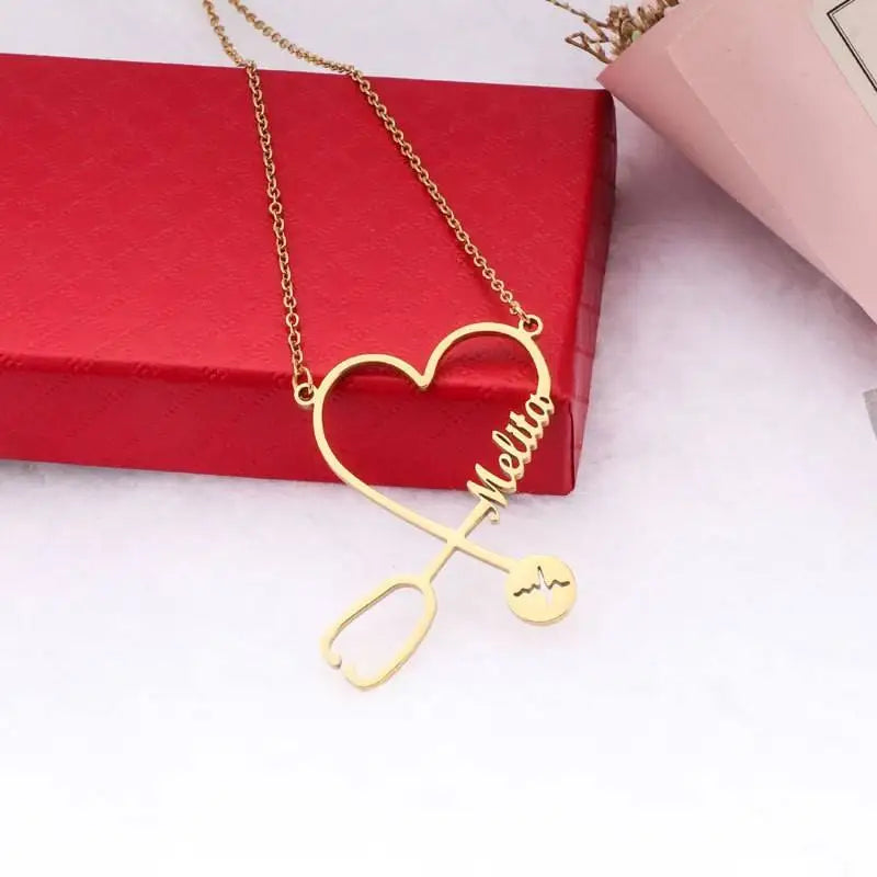 Stainless Steel Stethoscope Necklace 18K Name Necklace