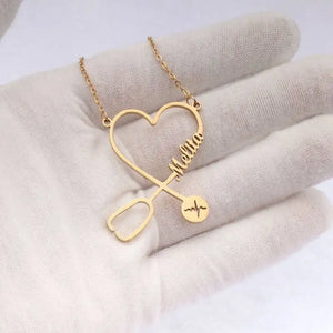 Stainless Steel Stethoscope Necklace 18K Name Necklace