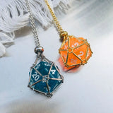 Stainless Steel Stone Holder Cage Necklace Dice Pendant Necklace