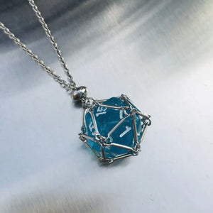 Stainless Steel Stone Holder Cage Necklace Dice Pendant Necklace