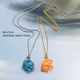Stainless Steel Stone Holder Cage Necklace Dice Pendant Necklace