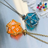 Stainless Steel Stone Holder Cage Necklace Dice Pendant Necklace