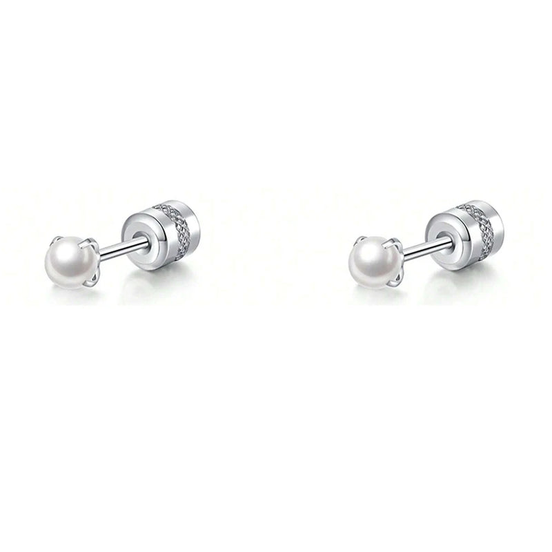 Antique Claw Pearl Stud Earrings Stainless Steel Women Jewelry