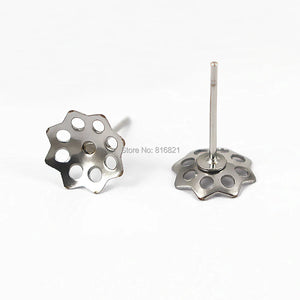 Stainless Steel Stud Earrings Findings 6mm 8mm 9mm Flower Caps