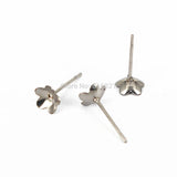 Stainless Steel Stud Earrings Findings 6mm 8mm 9mm Flower Caps