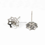 Stainless Steel Stud Earrings Findings 6mm 8mm 9mm Flower Caps