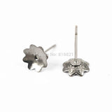 Stainless Steel Stud Earrings Findings 6mm 8mm 9mm Flower Caps