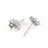 Stainless Steel Stud Earrings Findings 6mm 8mm 9mm Flower Caps