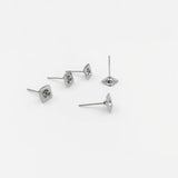 Steel Stud Earrings 6mm Square Bezel for 3mm Rhinestone Bases DIY Crafts