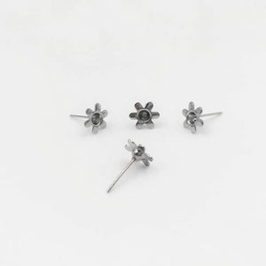 8mm Sun Flower Stud Earrings Findings for 3mm Rhinestone Bases DIY Crafts