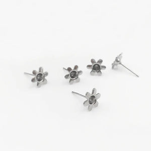 8mm Sun Flower Stud Earrings Findings for 3mm Rhinestone Bases DIY Crafts